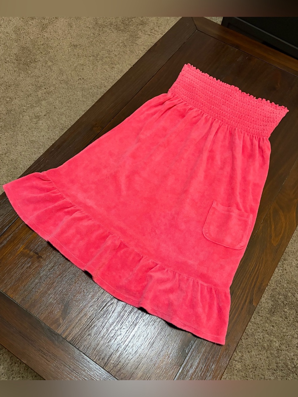 Juicy Couture Vintage Y2K Smocked Terry Cloth Dress Strawberry Pink